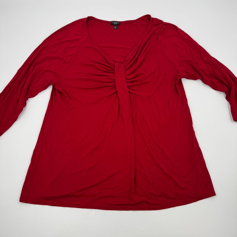 Talbots Women's Red Long Sleeve Twist Front Top Blouse